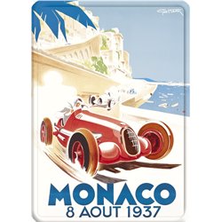 Plaque métal GP Monaco 1937 - automobile ancienne 15 x 21