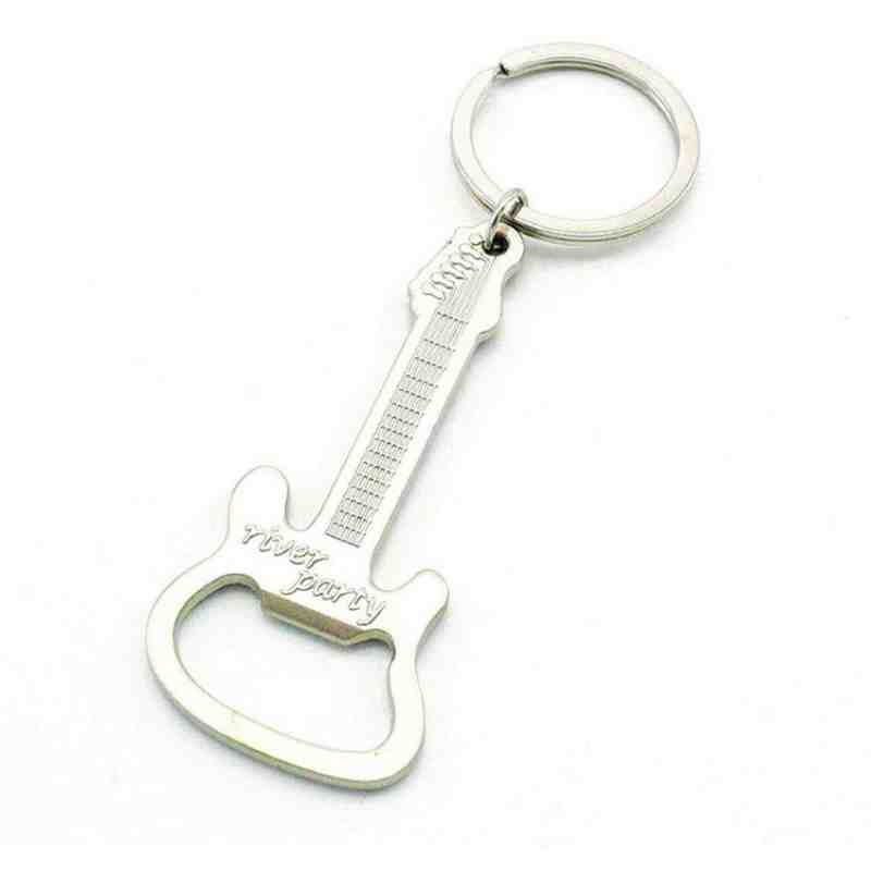 Porte-clés personnalisé guitare en aluminium avec décapsuleur