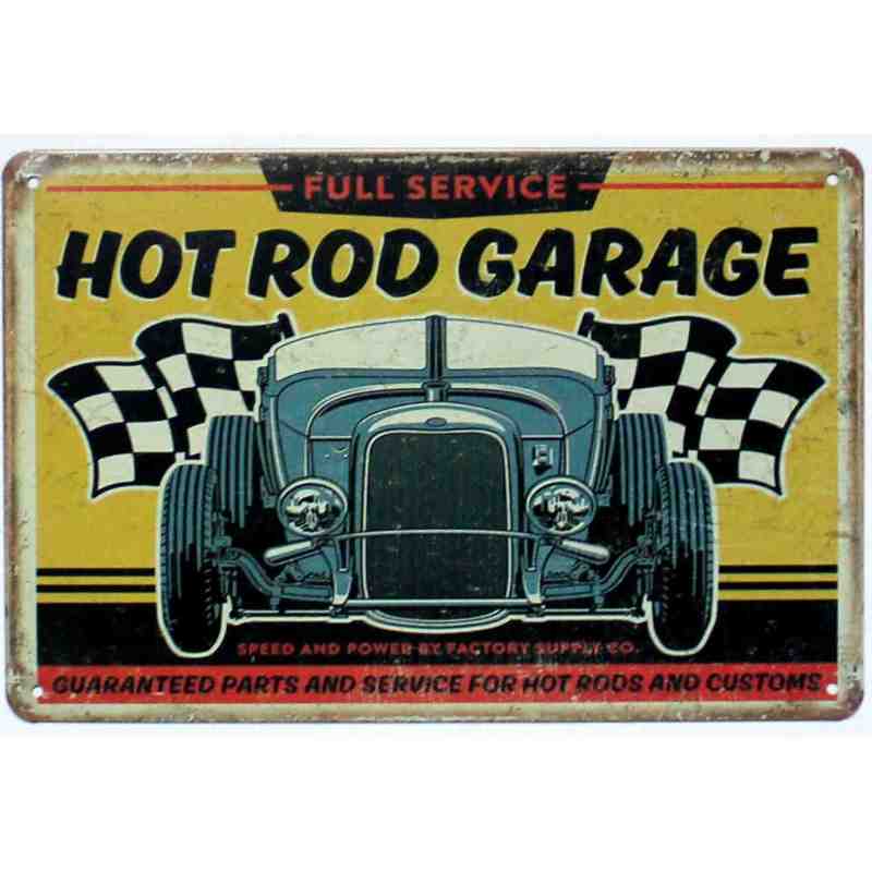 Plaque Métal US Vintage - Hot Rod Garage - Full Service