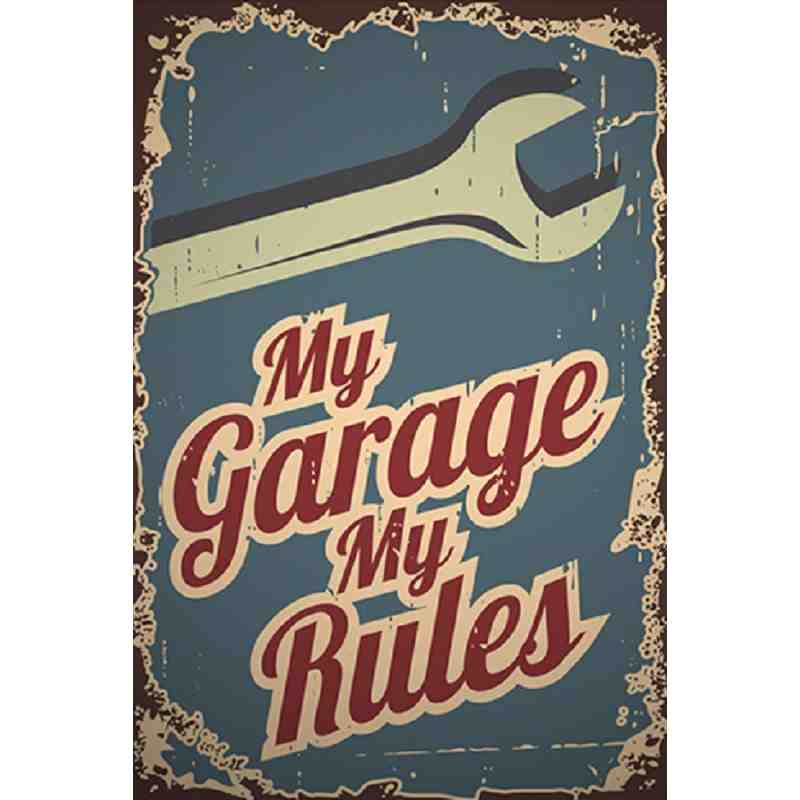 Plaque Métal US Décorative 20 x 30 cm - My Garage My Rules
