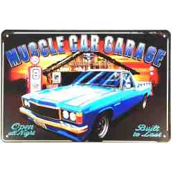 plaque vintage garagel US "Muscle Car Garage" - 20 x 30 cm.