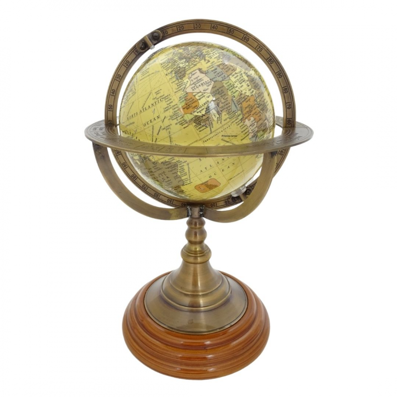 globe terrestre vintage anneaux laiton