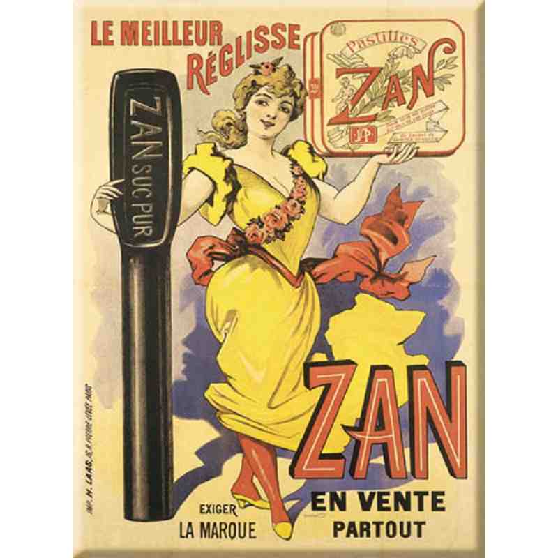 Réglisse ZAN Plaque Publicitaire Métal Rétro Vintage